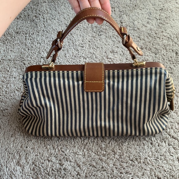 Holding Horses, Anthropology leather satchel, striped bag. - Picture 5 of 16